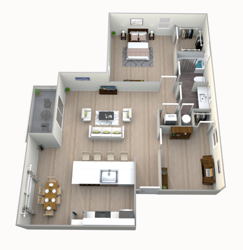 Floor plan for 1 bed, 1 bath, 780 sqft